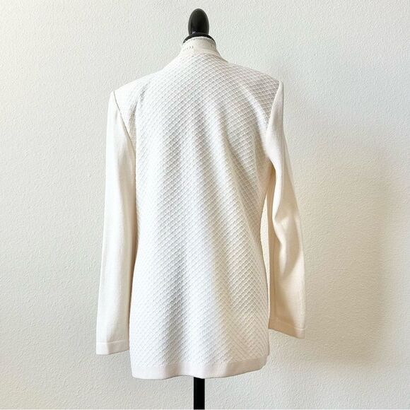 Vintage St. John Cream Knit Open Cardigan with Subtle Gold Details Size 6 - Picture 2 of 7